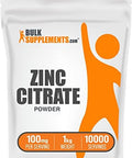 Bulksupplements.Com Zinc Citrate Powder - Zinc Supplements, Zinc 30Mg - Pure Zinc Citrate For Immune Support - Gluten Free, 100Mg Per Serving, 500G (1.1 Lbs) (Pack Of 1)