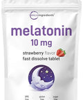 Micro Ingredients Melatonin 10Mg 400 Tablets Natural Strawberry Flavor Fast Dissolve No Drug Vegetarian Friendly Non-Gmo No Gluten Sugar Free