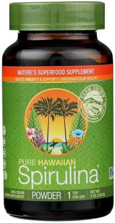 Pure Hawaiian Spirulina Powder Natural Premium Spirulina From Hawaii Vegan Nongmo Immunity Support Superfood Supplement & Natural Multivitamin 5 Ounce