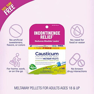 Boiron Causticum 30C Homeopathic Medicine For Incontinence Relief And Reduces Bladder Leaks 3 Count (240 Pellets)