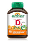 Jamieson Natural Tangy Orange Chewable Vitamin D 1000Iu 100 Tablets