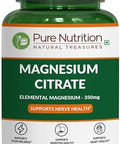 Pure Nutrition Magnesium Citrate 350Mg Elemental Per Serving 180 Veg Tablets Supports Bone Health and Overall Wellness Non Gmo