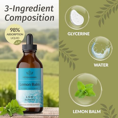 HERBAMAMA Lemon Balm and Iodine Kit Bundle of Lemon Balm Tincture 4 fl oz and Potassium Iodine Gummies Vegan NonGMO Alcohol and GelatinFree 2 Pack
