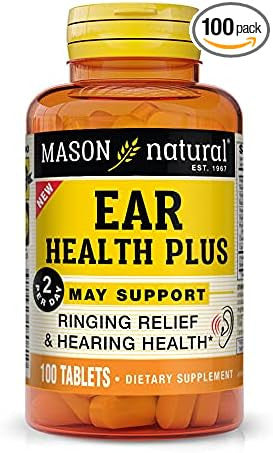Mason Natural Ear Health Plus With B Vitamins - Supports Healthy Circulation In The Inner Ear, Ringing Ears Relief, 100 Tablets