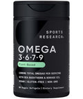 Sports Research Vegan Omega 3-6-7-9 - 1200 Mg Of Multi-Spectrum Omega Fatty Acids Certified Non-Gmo Formula With Sea Buckthorn & Borage Oil 90 Veggie Softgels