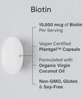 Sports Research Vegan Biotin 10,000Mcg With Coconut Oil - Max Strength Biotin Vitamin B7 For Skin And Keratin Support - Non-Gmo & Gluten Free, 120 Softgels (4 Month Supply)