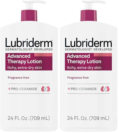 Lubriderm Advanced Therapy Moisturizing Lotion With Vitamins E And B5, Deep Hydration For Extra Dry Skin, Non-Greasy Formula, 24 Fl. Oz (Pack Of 2)
