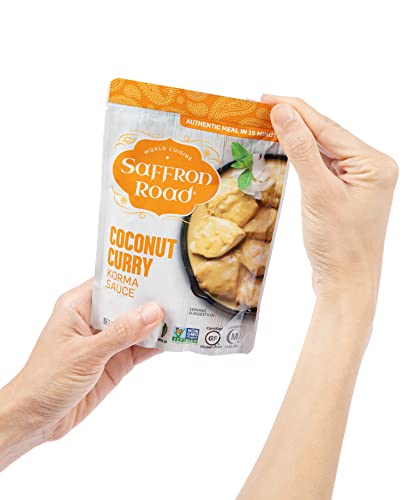 Saffron Road Simmer Sauce Lemongrass Basil & Coconut Curry - Non-GMO, Gluten-Free, Halal, Kosher, Vegan (7 Ounce (Pack of 8))