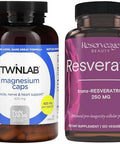 Twinlab Magnesium Caps - For Stress Relief 420 Mg 200 Count 1 Pack & Reserveage Beauty Resveratrol 250 Mg Paleo Keto 120 Capsules