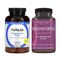 Twinlab Magnesium Caps for Stress Relief 420 mg 1 Pack and Reserveage Beauty Resveratrol 250 mg Paleo Keto 120 Capsules 200 Count