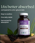 Chapter Zinc Supplement, Fermented Zinc Complex, One Daily For Immune Support + Skin Health, Mineral-Balancing Formula Rich In Copper, Easy To Swallow & Digest, 60 Count (2 Month Supply)