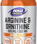 Now Foods Sports Nutrition Arginine & Ornithine 500/250 Mg Amino Acids 250 Veg Capsules