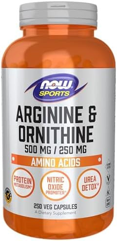 Now Foods Sports Nutrition Arginine & Ornithine 500/250 Mg Amino Acids 250 Veg Capsules