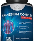 Sunergetic Premium Magnesium Citrate Capsules " Powerful 500Mg Magnesium Oxide & Citrate Supplement " Helps Support Healthy Bones Muscles Teeth Energy & Relaxation " 120 Vegetable Capsules