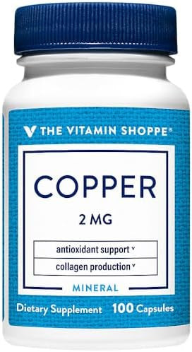 The Vitamin Shoppe Copper 2Mg (Copper Gluconate) Supplement - Essential Antioxidant For Iron Metabolism & Immune Support - Once Daily Mineral For Overall Health (100 Capsules)