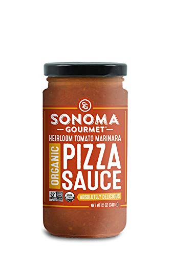 Heirloom Tomato Pizza Sauce Sauce by Sonoma Gourmet | Made With Fresh Organic Tomatoes & Sweet Basil | Vegan & Gluten Free | No Sugar Added | 12 oz Jars (6 Pack)