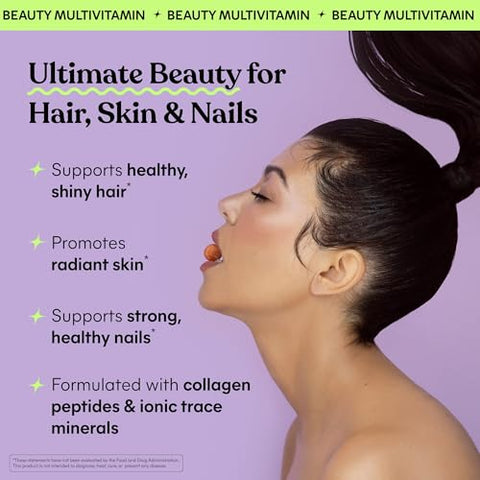 Lemme Glow Collagen Gummies For Thick Hair Strong Nails & Healthy Skin With Multi-Collagen Peptides Biotin Trace Minerals Zinc Vitamins A C & E Dairy & Gluten Free Peach Flavor 60 Ct