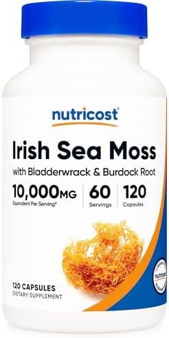 Nutricost Irish Sea Moss Extract 120 Capsules for 60 Servings Per Bottle | With Bladderwrack & Burdock Root, Vegan, GMO-Free