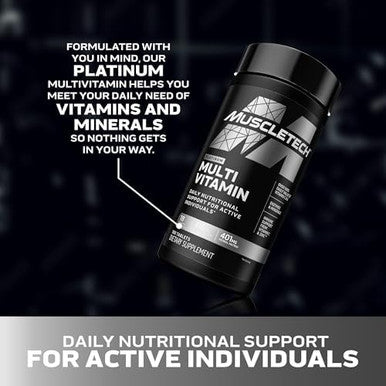 Muscletech Platinum Multivitamins For Men & Women Multivitamin Supplement For Immune Support 18 Vitamins & Minerals Vitamin A C D E B6 B12 Daily Workout Supplements For Men 180 Capsules