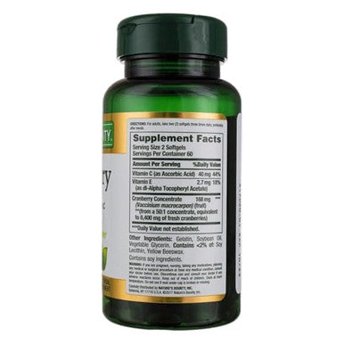 Nature's Bounty Cranberry Fruit Softgels Plus Vitamin C 4200Mg 100 Count