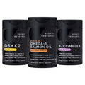 Sports Research Supplements Pack - Omega 3 Salmon Oil Vegan Vitamin D 5000Iu & Mk7 Vitamin K 100Mcg Vitamin B-Complex