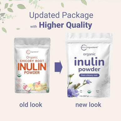 Micro Ingredients Organic Inulin Fiber Powder 2Lb Natural Prebiotic To Support Digestive & Gut Health Soluble Easily Digestible Unflavored Vegan