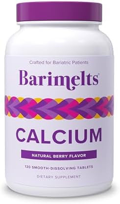 Barimelts Calcium Citrate With Vitamin D3 & Magnesium, 120 Smooth-Dissolving Tablets (1-Month Supply), Bariatric Calcium Supplements For Women, Natural Berry Flavor