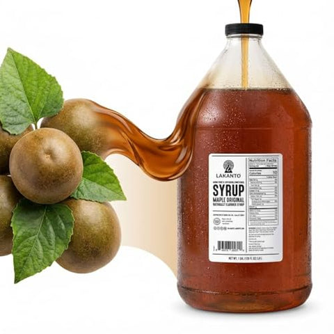 Lakanto Sugar Free Maple Flavored Syrup Sweetener with Monk Fruit and Erythritol, 128 fl oz