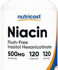 Nutricost Niacin (Flush) Inositol Hexanicotinate 500Mg 120 Capsules Vitamin B3