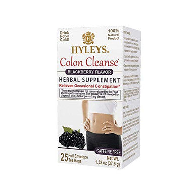 Hyleys Colon Cleanse Blackberry (1 Pack) And Hyleys Slim Tea Acai Berry Flavor Weight Loss Herbal Supplement Cleanse And Detox 25 Tea Bags (1 Pack)