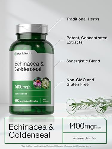 Horbaach Echinacea Goldenseal Supplement 300 Capsules