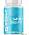 Revive Md Vitamin C Capsules 1000Mg - High-Potency Vit C Ascorbic Acid Dietary Supplement For Immune Support & Antioxidant Health - No Fillers & Non-Gmo - 200 Vegetarian Capsules