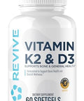 Revive Md Vitamin D3 & K2 - Supports Bone Health & Muscle Strength - K2 & D3 Vitamin Supplement For Women & Men Health & Brain Function