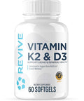 REVIVE MD Vitamin D3 and K2 Supports Bone Health and Muscle Strength K2 and D3 Vitamin Supplement for Women and Men Health and Brain Function
