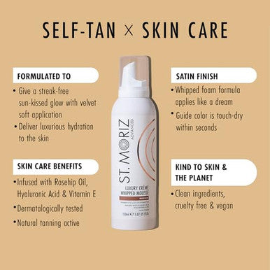St Moriz Advanced Luxury CrÃƒÂ¨me Whipped Self Tanner Mousse In Medium - Luxurious Self Tanner Foam With Hyaluronic Acid Rosehip Oil & Vitamin E - Dermatologically Tested (5.07 Fl Oz)