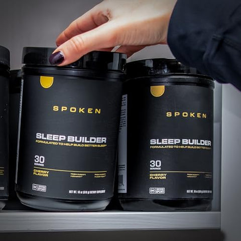Spoken Nutrition Sleep Builder Melatonin Free Sleep Powder 3 Forms Of Magnesium Cherry Flavor 30 Servings Nighttime Recovery & Relaxation Support