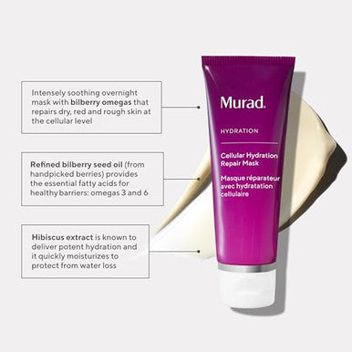 Murad Cellular Hydration Barrier Repair Mask - Hydrating Face Mask Formulated With Bilberry Omegas Hibiscus Extract And Canadian Willowherb Visibly Repairs Dry Red And Rough Skin - 2.7 Fl Oz