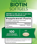 Nature's Truth Biotin 10000mcg Rapid Release Softgels 100 Count NonGMO and Gluten Free Supplement