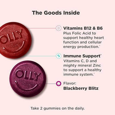 Olly Men'S Multivitamin Gummy Vitamins A C D E B Zinc Blackberry Flavor 45 Day Supply 90 Count