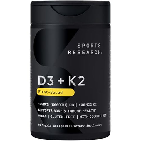 Sports Research Supplements Pack - Omega 3 Salmon Oil Vegan Vitamin D 5000Iu & Mk7 Vitamin K 100Mcg Vitamin B-Complex
