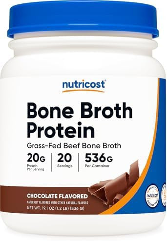 Nutricost Beef Bone Broth Protein Powder Chocolate (20 Servings) Gluten Gmo