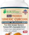 American Biosciences Pure Usa Grown Premium Turmeric Curcumin With Bioperine 1500Mg 95% Standardized Curcuminoids & Black Pepper Extract For Enhanced Absorption Natural Joint Support 90 Capsules