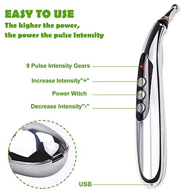 Hkrhsy 5-In-1Electronic Acupuncture Pen Electric Meridians Therapy Heal Massager Meridian Energy Pen Relief Pain Tools
