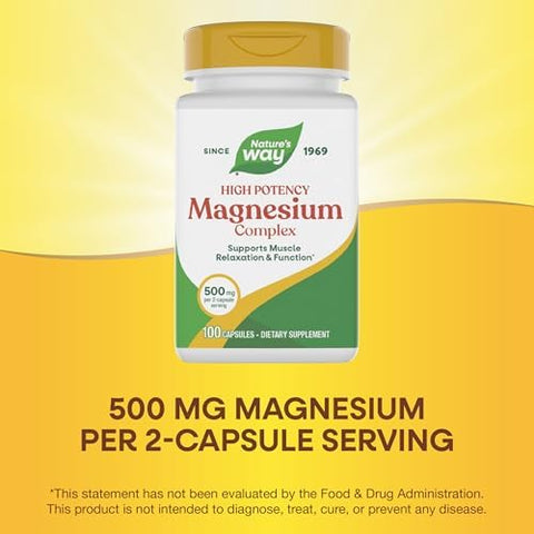 NatureS Way Magnesium Complex Supports Muscle Relaxation Muscle Function Promotes A Sense Of Calm Magnesium Citrate And Oxide 100 Capsules (Packaging May Vary)