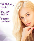 Bluebonnet Nutrition Beautiful Ally Biotin 10000 Mcg Strengthen Hair & Nails Nongmo Vegan Kosher Gluten Soy 90 Vegetable Capsules 90 Servings