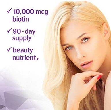 Bluebonnet Nutrition Beautiful Ally Biotin 10000 Mcg Strengthen Hair & Nails Nongmo Vegan Kosher Gluten Soy 90 Vegetable Capsules 90 Servings