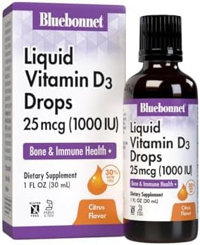 Bluebonnet Liquid Vitamin D3 Drops 1000 Iu Citrus Transparent Scented 1 Fl Oz