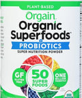 Orgain Organic Greens Powder + 50 Superfoods Original 1 Billion Probiotics For Gut Health Antioxidants Vegan Plant Based Gluten Non Gmo Dairy Juice & Smoothie Mix 0.62Lb
