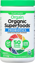 Orgain Organic Greens Powder + 50 Superfoods Original 1 Billion Probiotics For Gut Health Antioxidants Vegan Plant Based Gluten Non Gmo Dairy Juice & Smoothie Mix 0.62Lb