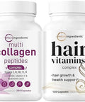 Micro Ingredients Multi Collagen Complex For Women & Hair Vitamins Complex Capsules Bundle 2 Pack Grassfed Collagen Peptides 14In1 Advanced Hair Growth Support